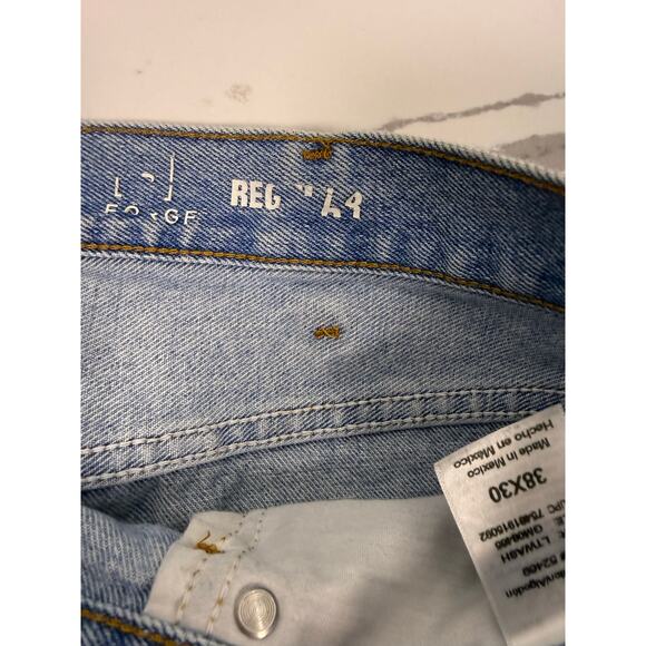 George Men's Light Wash Jeans Workwear HEMMED 38x28 - Picture 5 of 6